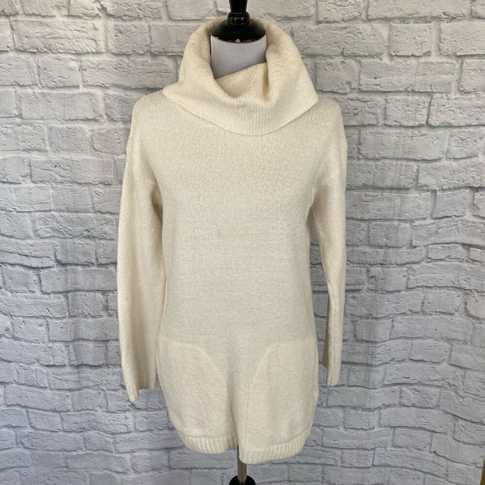 Talbots women S cowlneck Longsleeve sweater w/side zipper white